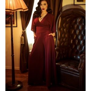 La Femme En Noir Palazzo Pants in Oxblood